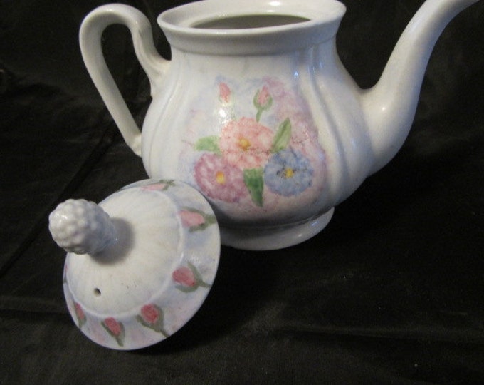 Ades 1979 Fine China Teapot Hand Painted Carnation Design, Vintage Floral Teapot, Kitchen, Unique Teapot Handpainted, Retro Floral Teapot