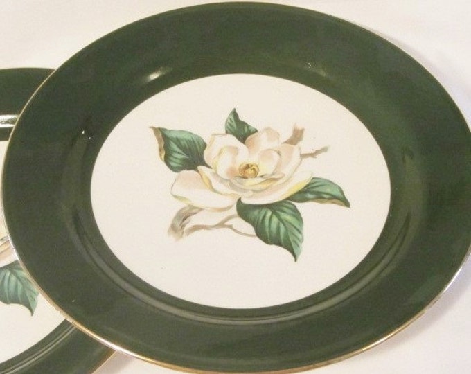 Vintage Homer Laughlin NAUTILUS LIFETIME CHINA Jade Rose Plate - Made in U.S.A., Dinner Plates, China Plants, Jade Rose Plates