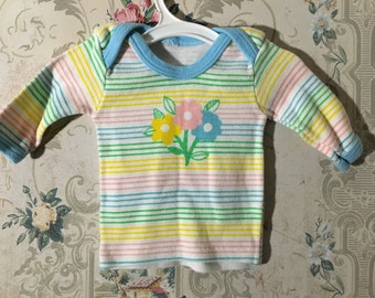 Pastel striped newborn top 0-3m