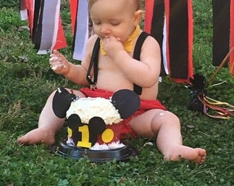 Mickey Mouse 1st Birthday,First Birthday Smash Cake,Diaper Cover and Bow Tie, Mickey Birthday, Smash Cake, Mickey Mouse Birthday,Disney