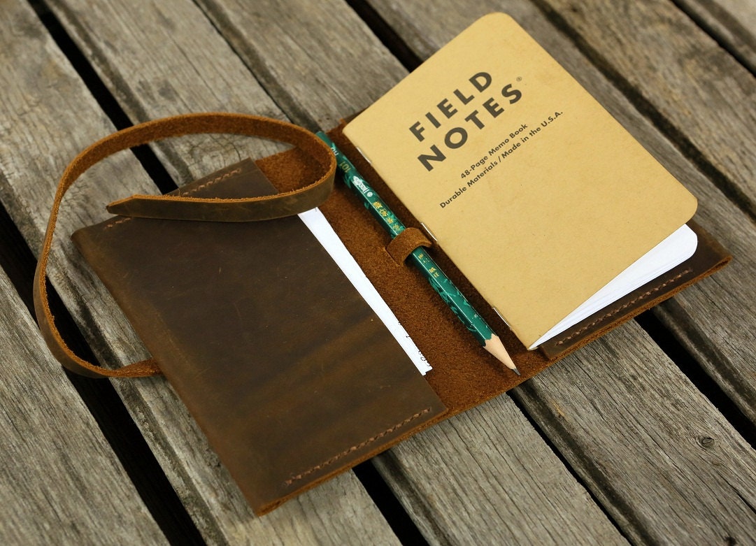 Personalized Leather field notes cover wallet / distressed