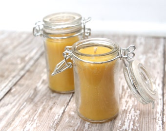 Beeswax candle - glass jar - natural - essential oils - aromatherapy - home decor