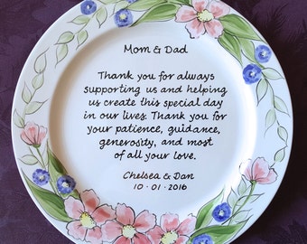Wedding Mother of the bride gift - Gift Mother of the Groom Wedding gift for Mom and Dad - Thank you Mom & Dad - Parents gift Floral wreath