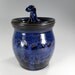 Ceramic canister storage jar, pottery cookie jar, stoneware kitchen canister, pottery canister jar, kitchen storage jar with lid, blue glaze