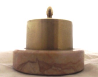 Brass and Marble Stamp Roll Dispenser, Vintage Office Accessory (L3)