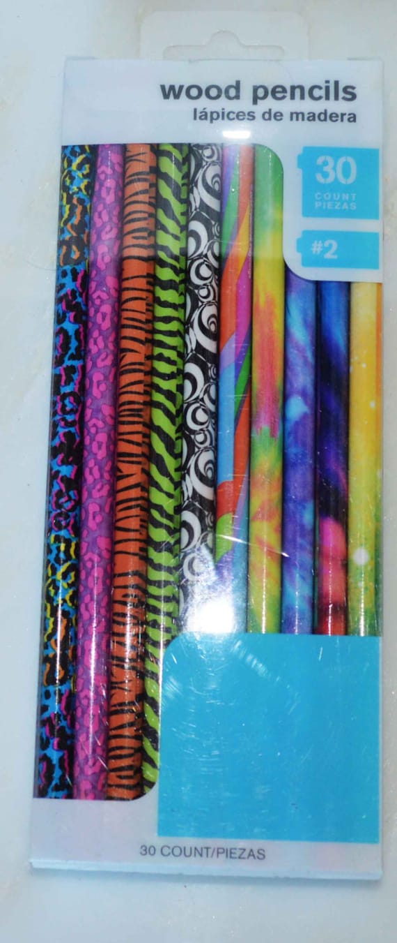 30 decorative number 2 pencils in multiple colors and styles