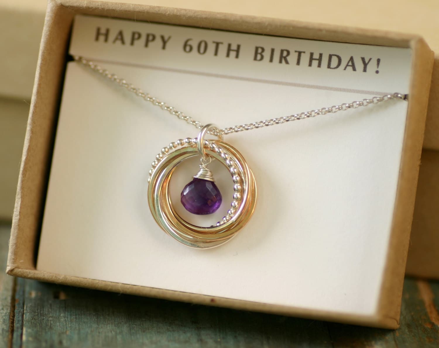  60th  birthday  gift for her amethyst necklace for women