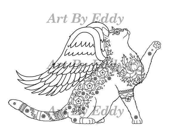 Art of Cats Single Coloring Page