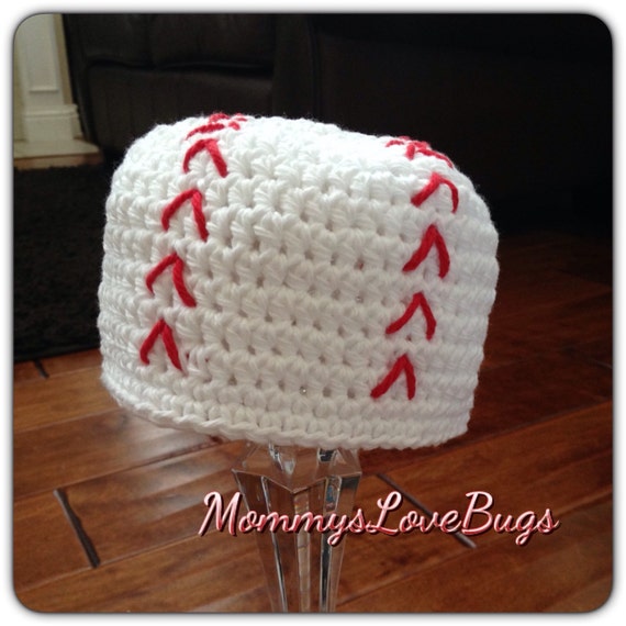 Baseball Crochet Beanie and Booties Set Newborn through 24