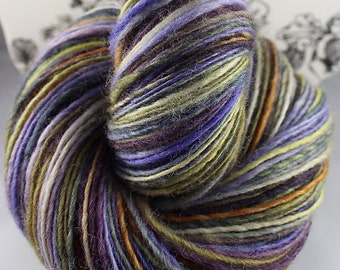 Handspun Yarn Gently Thick and Thin Single Blue Faced Leicester, Superwash Blue Faced Leicester and Llama 'Lavender City'