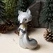 Silver Fox Figurine with a Golden Scarf by Bonjour Poupette