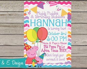 Peppa Pig Birthday Invitation