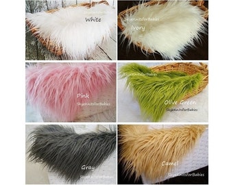 Newborn Faux Fur, Long Pile Faux Fur Fabric, Newborn Photo Prop 20x 20" Fur Layering Mini Blanket, Newborn Backdrop, Baby Prop, Prop Fur