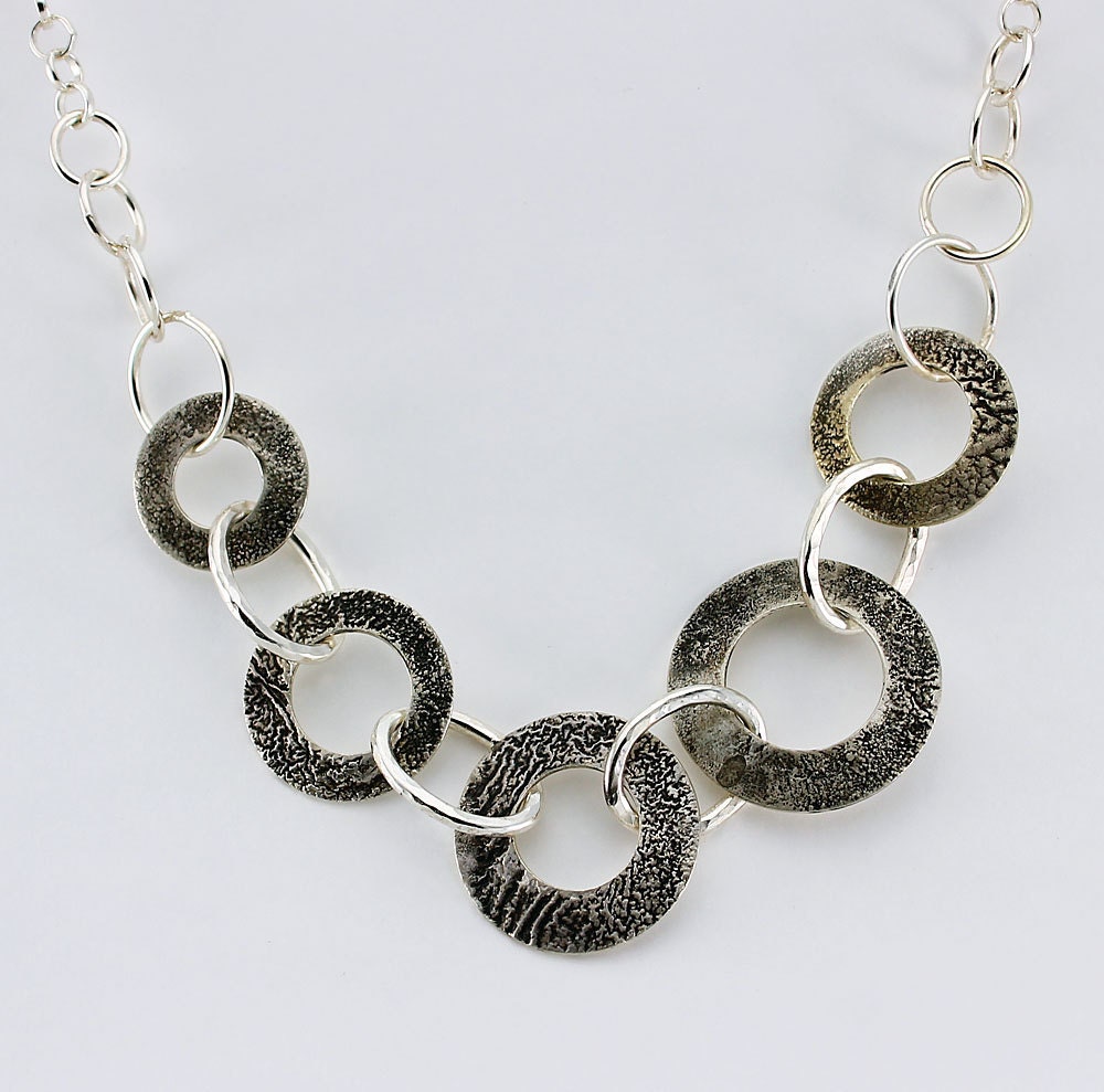 Handcrafted Sterling Silver Circles Choker Style Necklace
