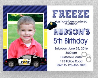 Police Birthday Invitation , Police Birthday Party Invitation Printable, Policeman Invitation, Police Car Birthday Invitation