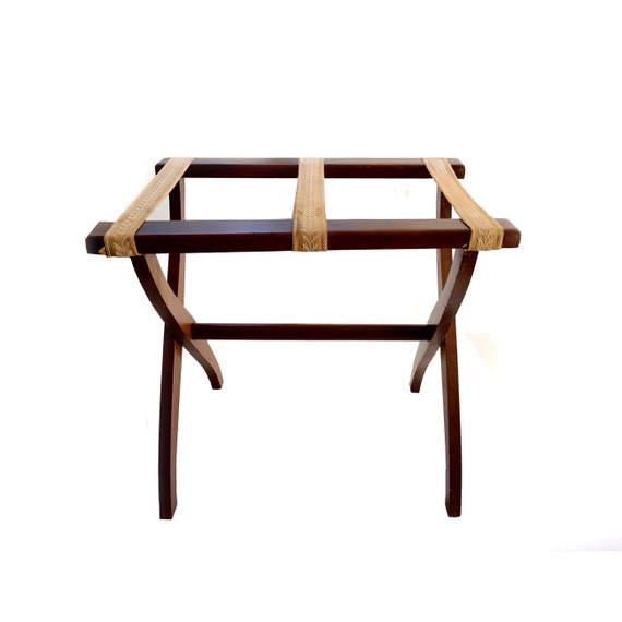 Vintage Luggage Rack Luggage Holder Stand with Gold Tapestry