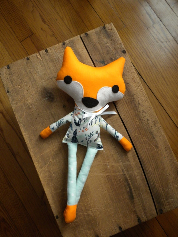 Handmade plush fox: stuffed animal foxbaby nurserynew baby