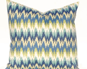 Decorative Pillow Covers - Flamestitch Pillow Cover - Chevron Pillow Covers - Blue Pillow Covers - Blue Chevron Cushion Covers - Blue Pillow