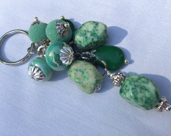 Jade Beaded Key Chain / Purse Charm / Key Fob / Bag Fob / Purse Swag / Handbag Charm / Purse Jewelry
