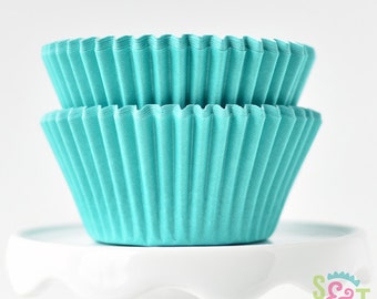Solid Teal GREASEPROOF Cupcake Liners BakeBright Baking Cups | ~30 count