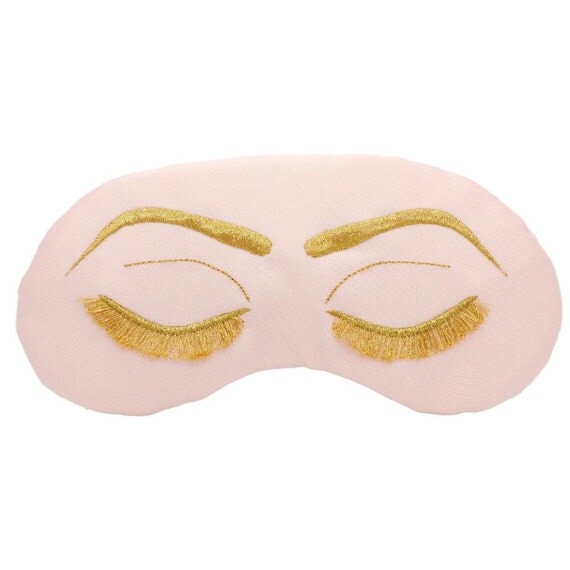 Vintage Glam Eyelashes Sleep Eye Mask in Blush with Metallic