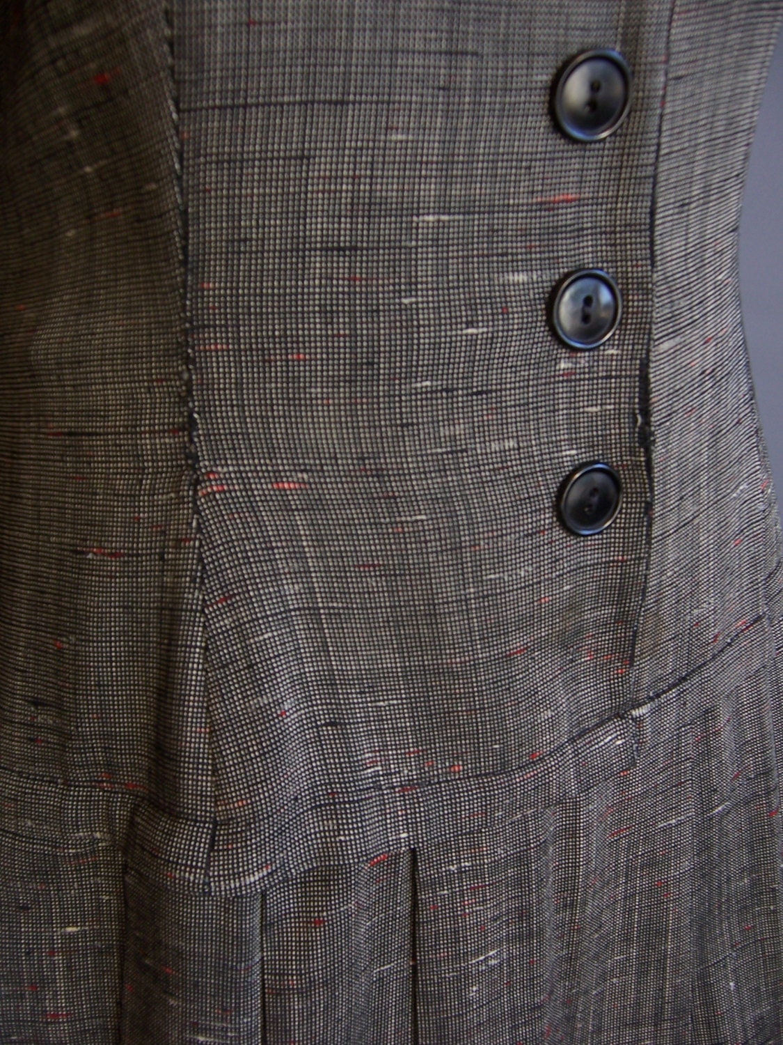 1950s Gay Gibson dropped-waist dress cotton/rayon blend tweedy