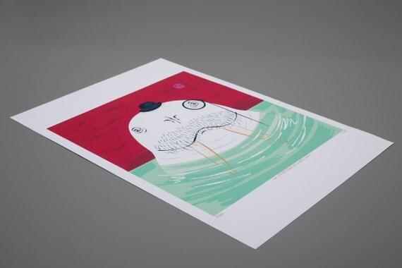 Sir Wilfred Wallace, The Wonderful Walrus - children's wall art - animal illustration print