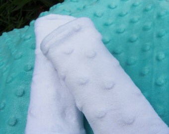 Car Seat Strap Covers Minky White Aqua Brown Pink Dot Newborn Infant Baby Carseat Straps Set Reversible Baby Carrier Cover Stroller straps