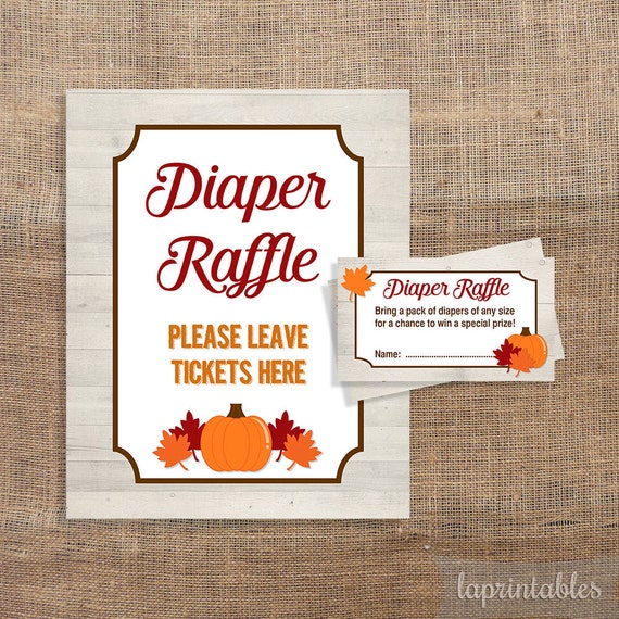 Pumpkin Diaper Raffle Tickets & Sign Printable Fall Baby