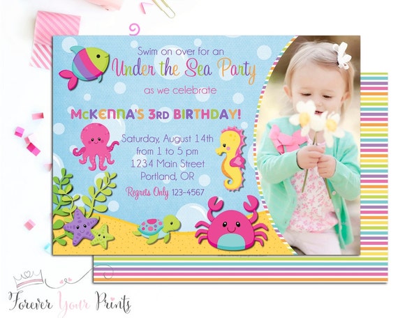 Under The Sea Invitation, Under The Sea Party, Under The Sea Birthday, Under The Sea Invite, Fish Invitation, Girls Nautical Birthday Il_570xn
