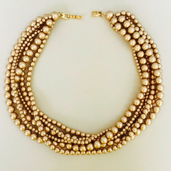 Vintage Napier Gold Colored Bead Necklace