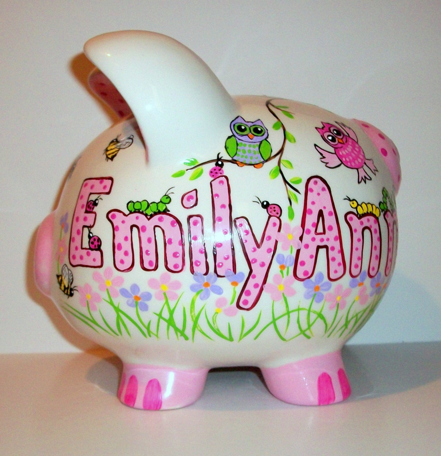 Piggy Bank Jumbo Hand Painted Large Ceramic Baby Girl Monkey