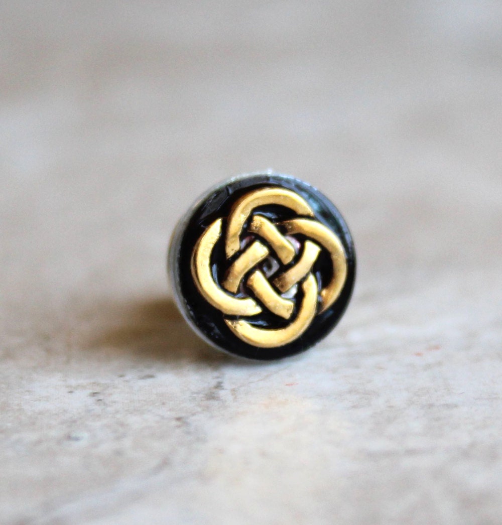 black celtic knot tie tack mens jewelry irish tie by NatureWithYou
