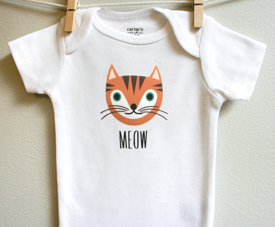 Baby boy clothes tabby cat baby bodysuit orange cat baby
