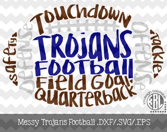 Messy Trojans Football design INSTANT DOWNLOAD in dxf/svg/eps for use with programs such as Silhouette Studio and Cricut Design Space
