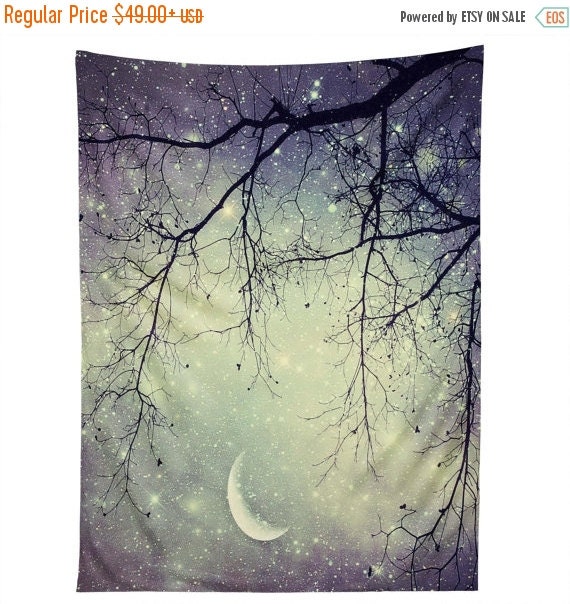 Starry Night Sky Wall Hanging. Wall Art. Tapestry. Blue night sky