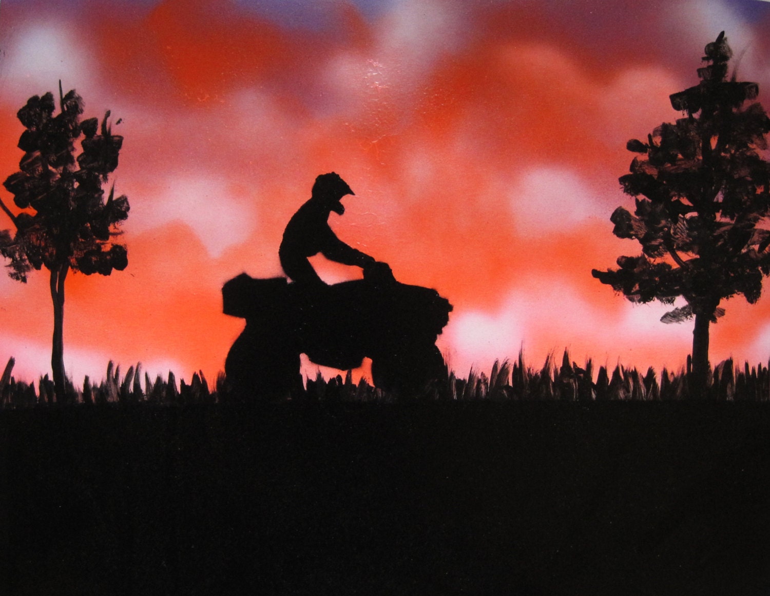 Spray Paint Art Original ATV FourWheeler Landscape Poster
