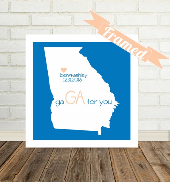 Map Print Unique Engagement Gift FRAMED Art Engagement