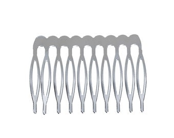 20 Silver Hair Comb Blanks, silver metal combs, hair barrette blanks, hair fascinators, hat fascinators, 2-1/8" long, fin0606