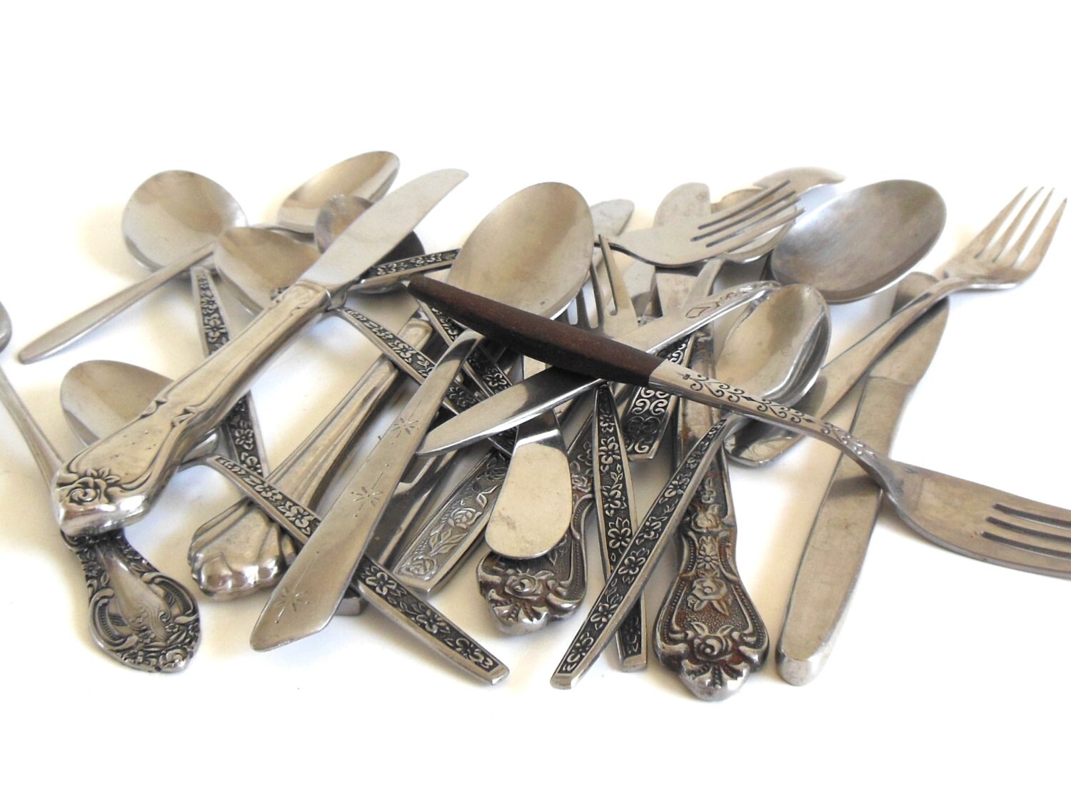 Scrap Silverware Lot Stainless Flatware Bulk for Crafts Spoons