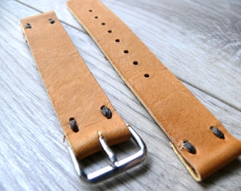 16mm watch strap Camel Brown leather watch band, Handmade leather watch strap, light brown genuine leather watch strap 16mm watch band