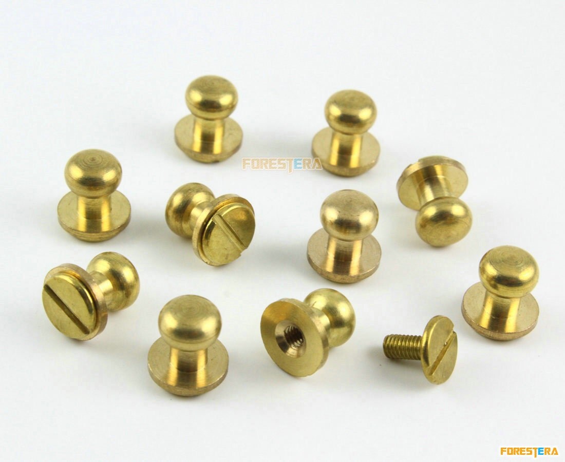 30Pcs 7mm Round Head Solid Brass Rivet Chicago Screw for