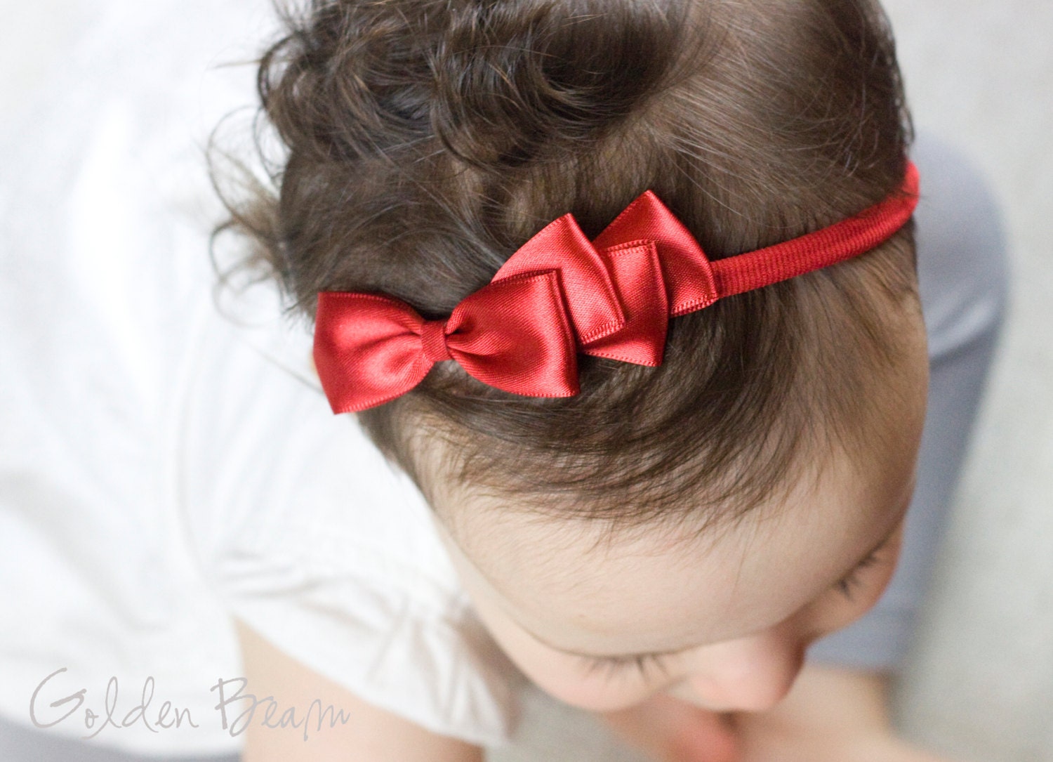 Red Baby Headband Flower Girl Headband Red Leslie by GoldenBeam