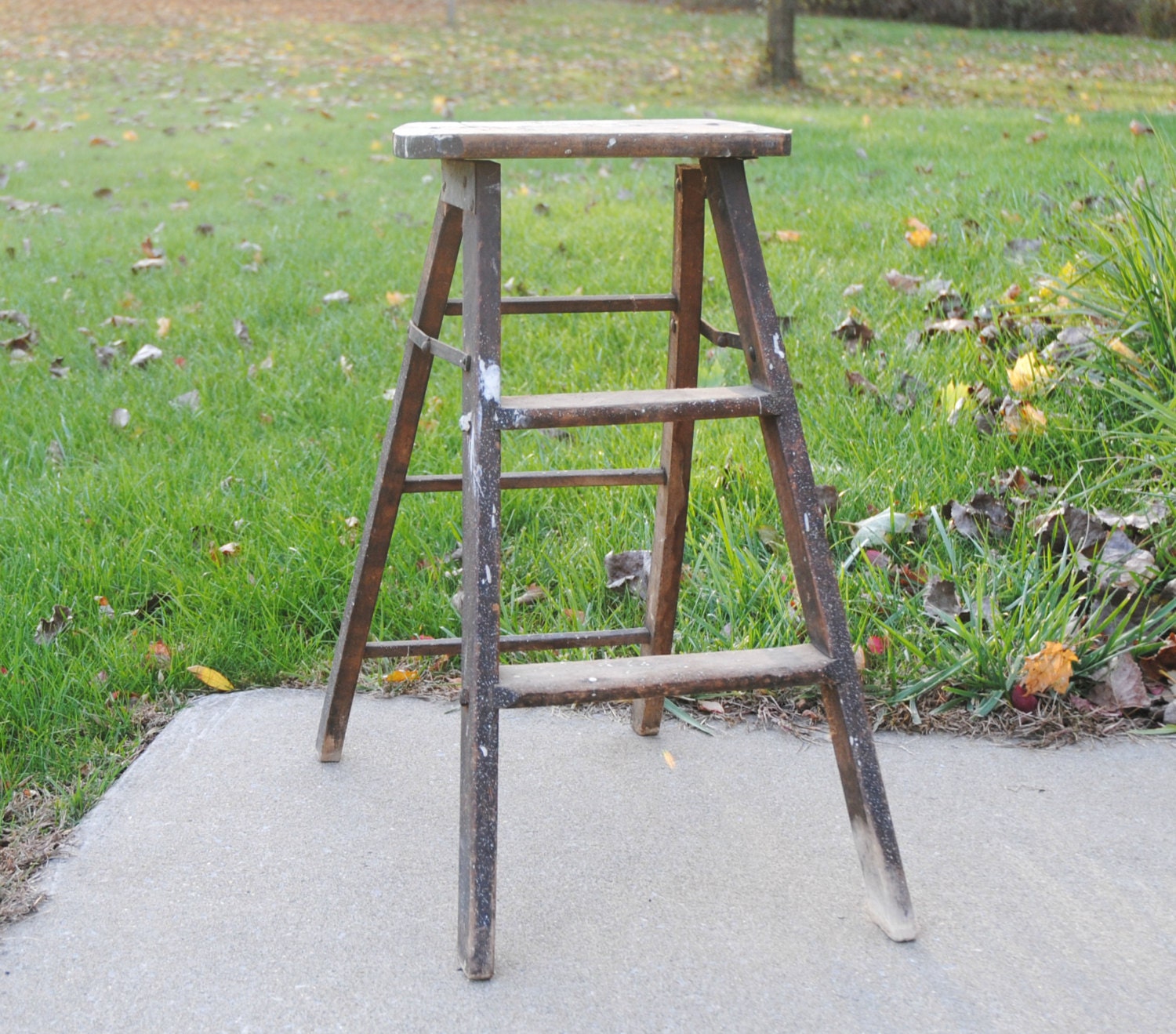 Vintage Wooden 3 Step Step Ladder Indoor or Outdoor Decor