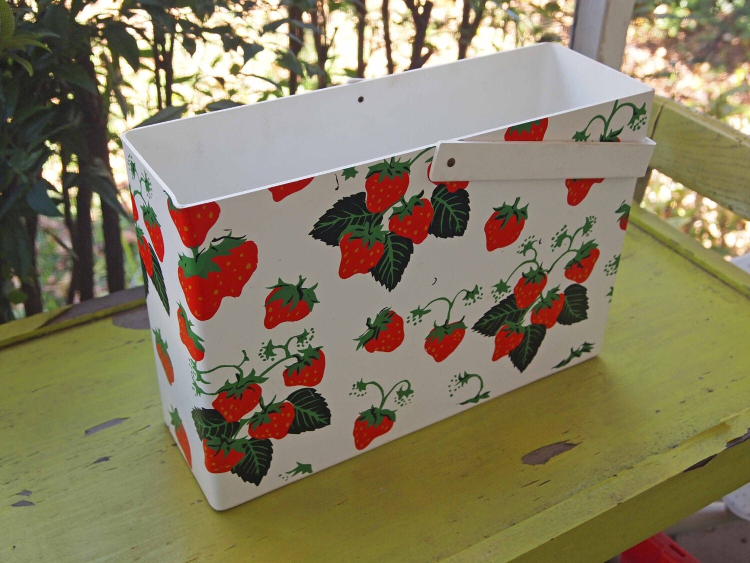 Magazine Rack Plastic Magazine Rack Strawberry by APeaceofMyMind