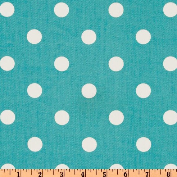 Two 96" x 50" Custom Curtain Panels - Aqua Blue / White Polka Dots ...