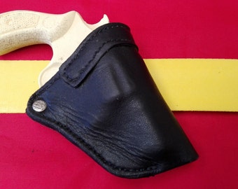 Handgun holster. leather holster, black leather holster, J frame holster. custom holster, RHM 2