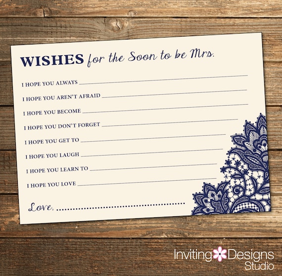 Wedding Shower Wishes Card - Navy Lace