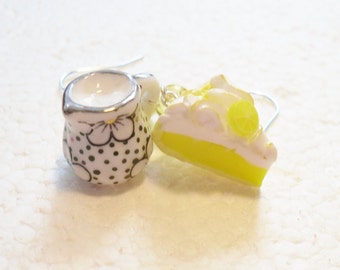 Lemon Meringue Pie And Cream Earrings. Polymer clay.