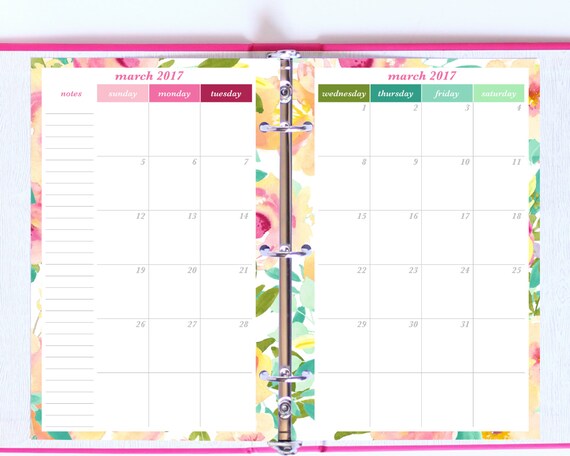 2017 Monthly Calendar Printable Half Page Calendar 2017